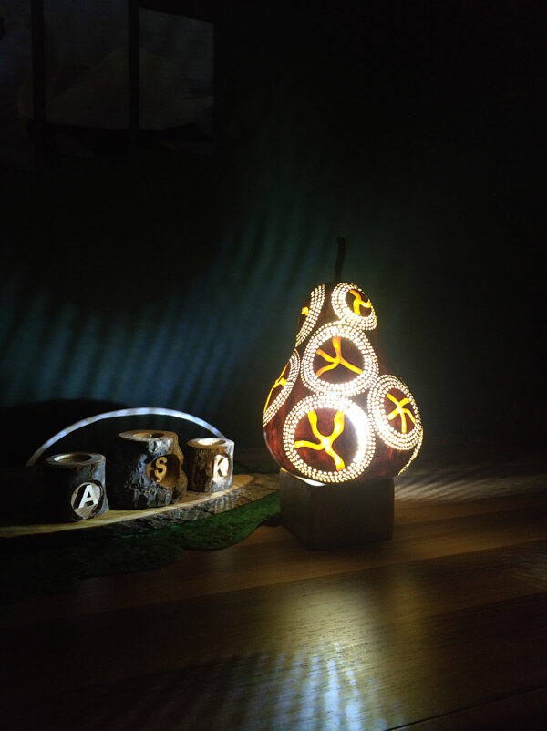 ışıklı dekoratif gece su kabağı lamba