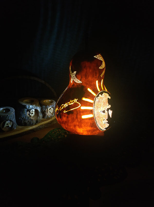 atatürk imzalı otantik dekoratif su kabağı lamba